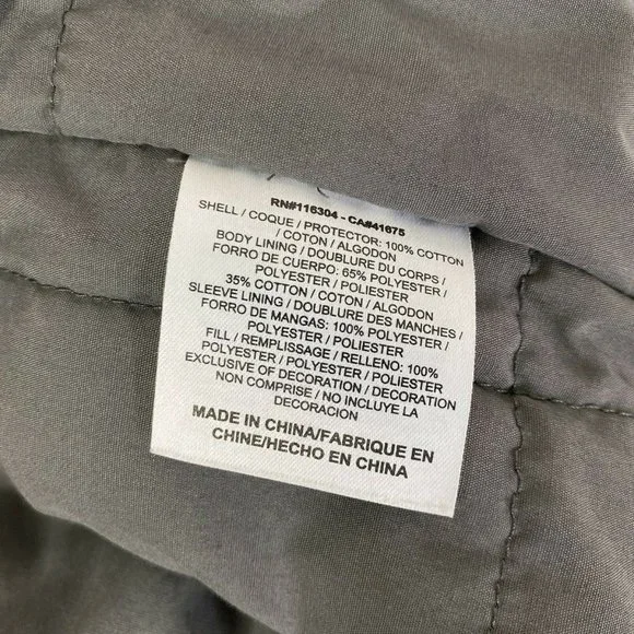 Converse One Star Black Jacket Quilted Lined Zip Snap Front Coat Size XS - Picture 9 of 10